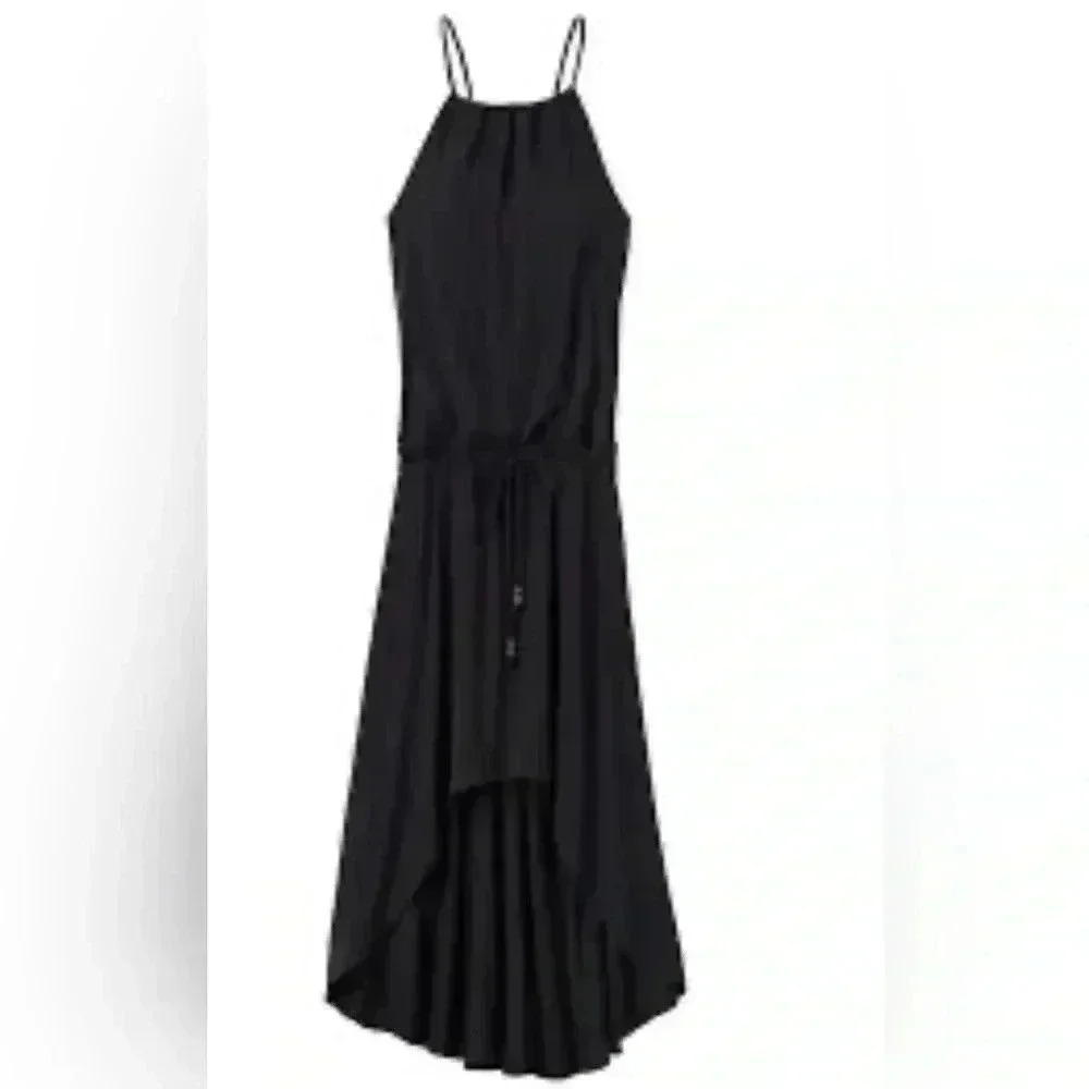 Athleta Malti Maxi Black High Low Hem, Halter Top #983210 in Size Small.